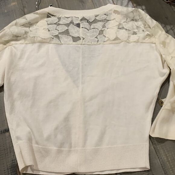 American Eagle  Cream Lace Inset Cardigan - Picture 4 of 11